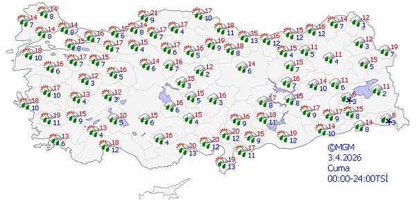 3 Nisan Cuma Hava Durumu 👇