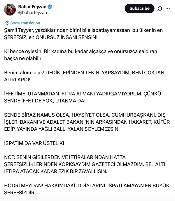 Bahar Feyzan, Şamil Tayyar'ın paylaşımına böyle cevap verdi 👇