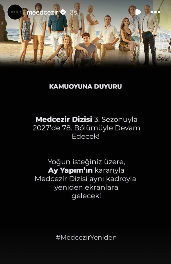 "Medcezir geri dönüyor."