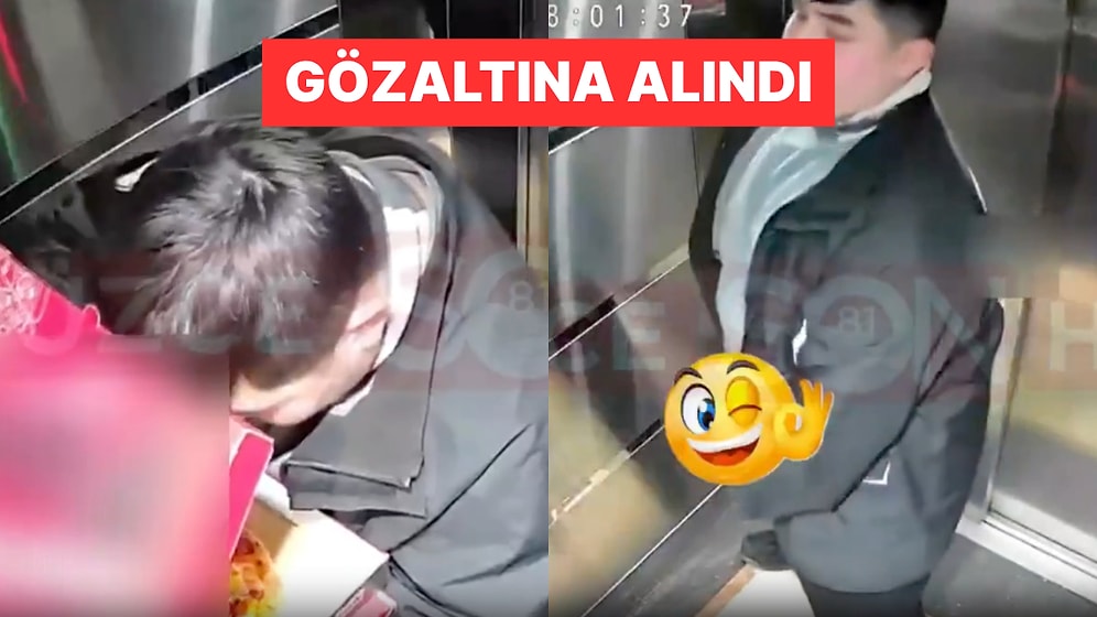 Düzce'de Bir Kurye Pizzanın Üstündeki Malzemeleri Yiyip Asansöre İşedi