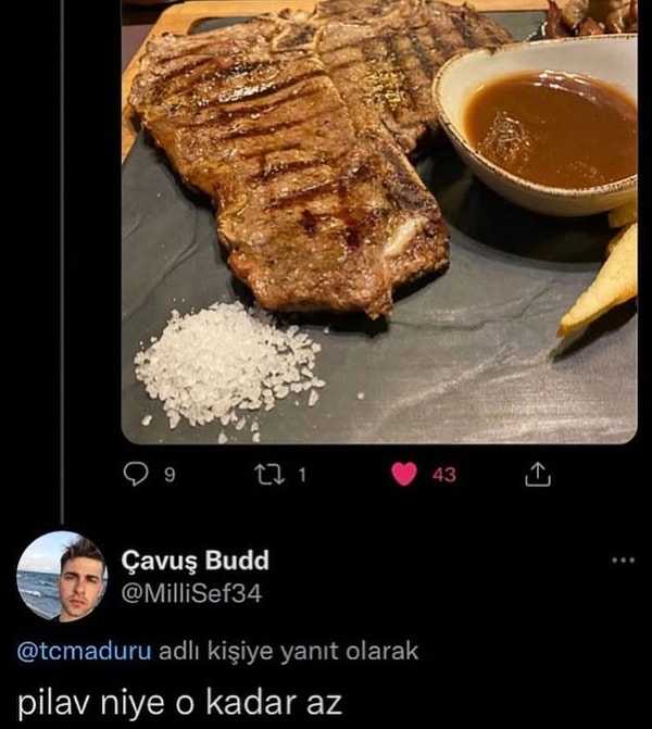 Tuzu pilav sanan X kullanıcısı