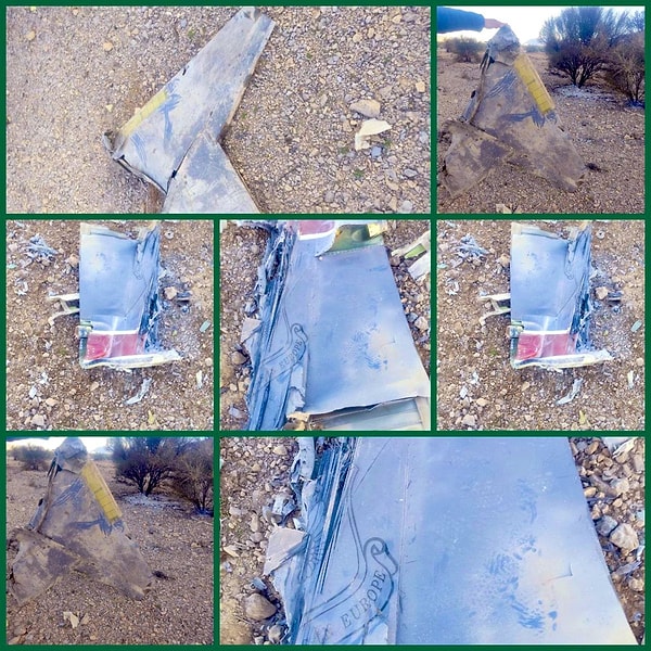 Düşürülen uçağa ait olduğu iddia edilen parçalar yayınlandı.