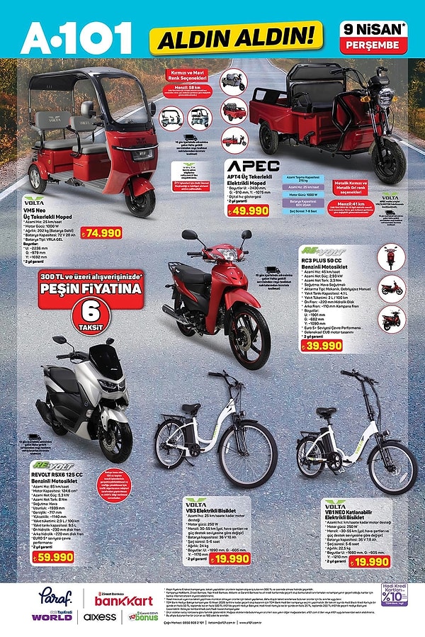 Volta VM5 Üç Tekerlekli Elektrikli Moped 74.990 TL