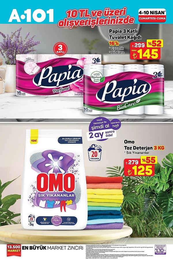 10 TL ve üzeri alışverişlerde;