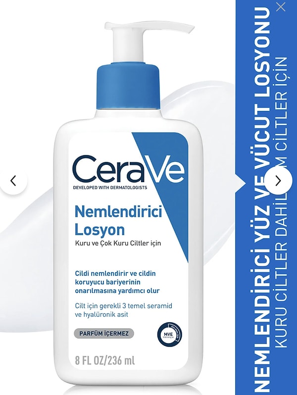 Seramid desteği: CeraVe Nemlendirici Losyon!