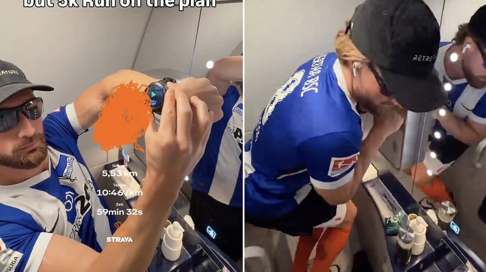 Unstoppable Ambition: German Marathoner Dom Stroh Completes 5km Run Inside an Airplane Bathroom