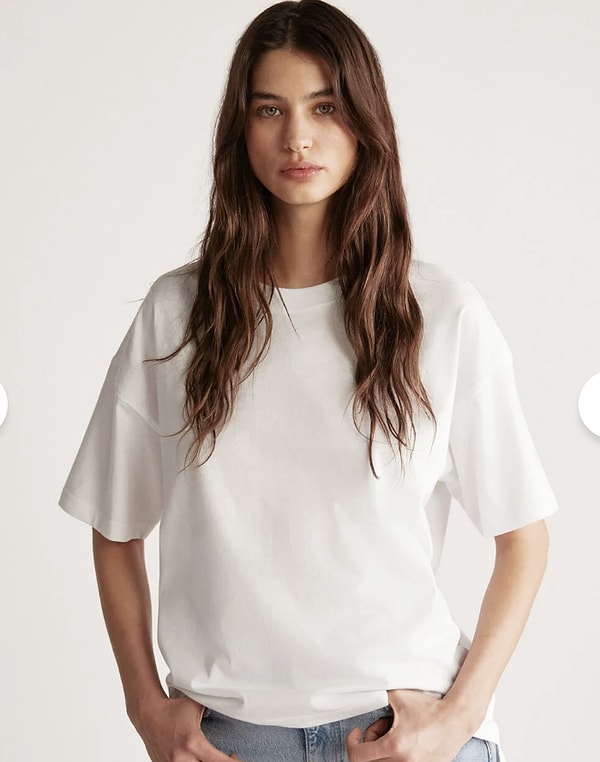 %100 Organik Pamuk Rahatlığı: Grimelange Beyaz T-shirt!