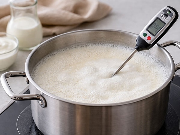 This method applied while waiting for the milk to reach the ideal fermentation temperature after boiling during yogurt production, fundamentally alters the structure of the milk.