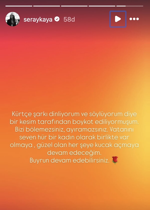 Seray Kaya'nın o paylaşımı: