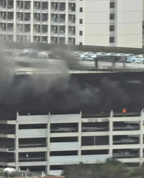 Yerel acil durum ekipleri de yangını doğrularken, sosyal medyada paylaşılan görüntülerde yoğun siyah dumanların gökyüzüne yükseldiği ve çok katlı yapının geniş bir bölümünün alevlere teslim olduğu görüldü.