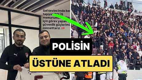 Elazığsporlu Futbolcu Gol Sevincini Polis Memurunun Üzerine Atlayarak Kutladı