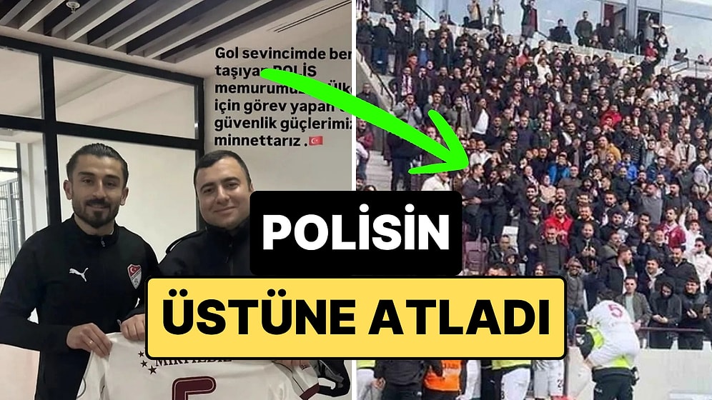 Elazığsporlu Futbolcu Gol Sevincini Polis Memurunun Üzerine Atlayarak Kutladı