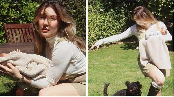 Anne olmanın mutluluğunu yaşayan Kökenli, şimdi de kızıyla birlikte verdiği pozları ilk kez paylaşarak sosyal medyada büyük ilgi gördü.