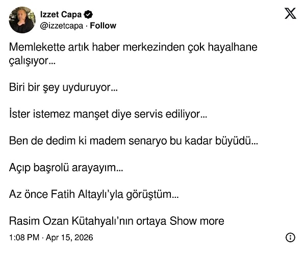 İzzet Çapa, Kütahyalı'nın iddialarını bizzat Fatih Altaylı'ya sordu.