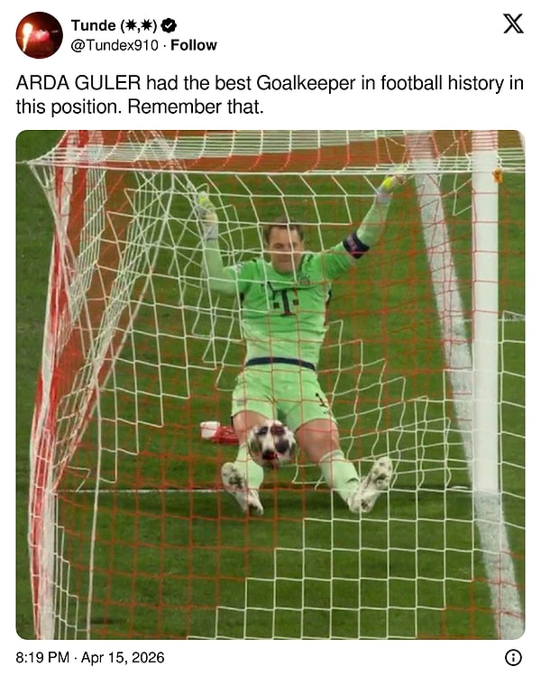 "Arda Güler'in bu pozisyonda karşısında futbol tarihinin en iyi kalecisi vardı. Bunu unutmayın."