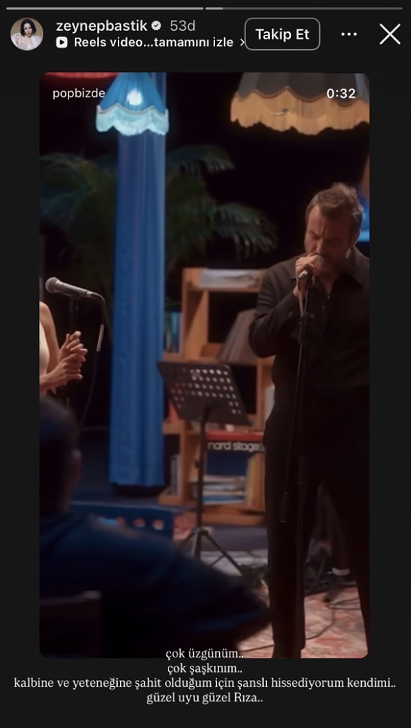 Son dönemde Rıza Tamer ile birlikte seslendirdiği "Benden Sonra" şarkısıyla büyük beğeni toplayan Zeynep Bastık, bu acı haberin ardından sosyal medya hesabından bir veda paylaşımında bulundu.