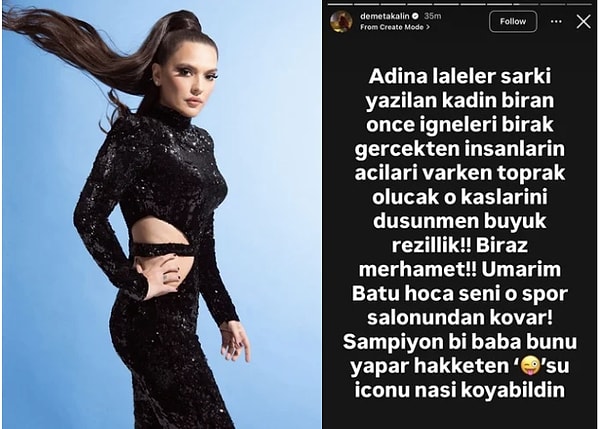 Tepkilerin büyümesi üzerine Demet Akalın da sosyal medya hesabından yaptığı paylaşımla Biricik Suden’e tepki gösterdi.