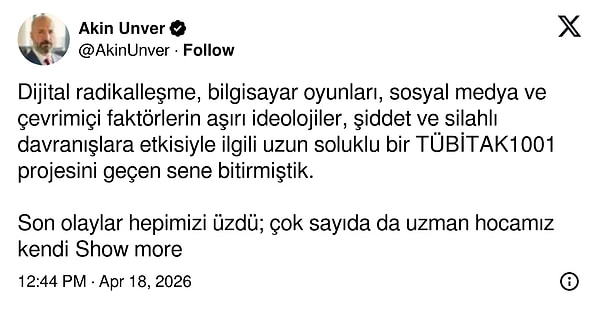 Akın Ünver paylaşımını ilk olarak şu sözlerle yaptı: