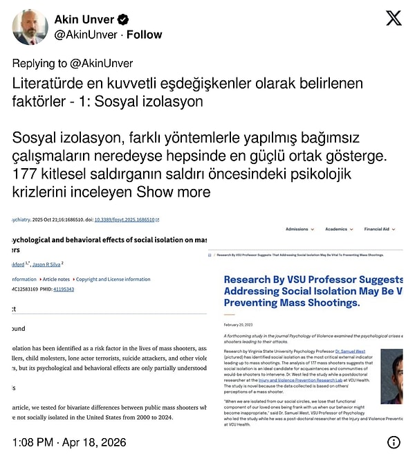 "13–16 yaşına gelene kadar yıllardır böyle bir yük taşıyan bir çocuk, incel içeriklerle karşılaşmadan önce bile zaten zayıflamış bir denge sistemiyle yola çıkmış oluyor."