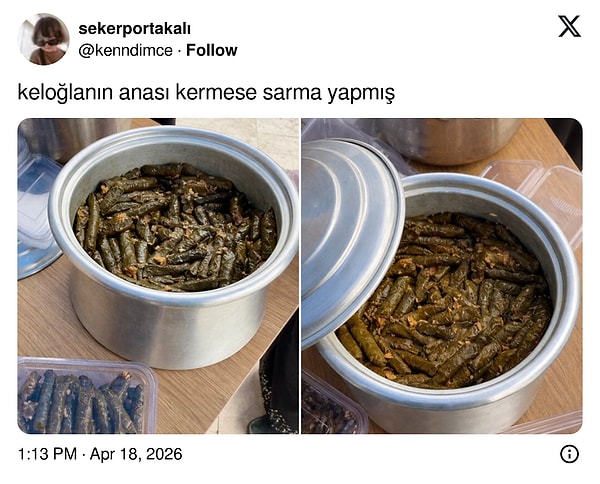 Aynı tencere, aynı sarma boyutu...