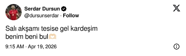 O paylaşım, golün sahibi Serdar Dursun'a ulaştı.