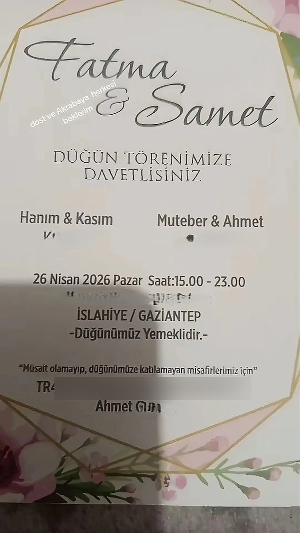 Gaziantep’te evlilik hazırlığı yapan bir çift, düğüne gelemeyecek davetliler için davetiyelere IBAN bilgisi ekleyerek, uzaktan katılım sağlamak isteyen misafirlerin hediyelerini dijital olarak ulaştırabilmesine imkan tanıdı.