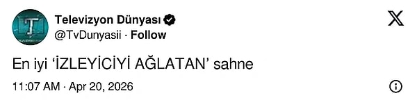 Diziler X platformunda gündemde kalmaya devam ediyor. Son birkaç haftadır dizisever sosyal medya kullanıcıları özellikle X platformunda fikir alışverişleriyle öne çıkıyor. Şimdiyse konu seyirciyi ağlatan dizi sahnelerine geldi.