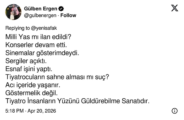 Following this trending outburst on social media, Gülben Ergen did not remain silent and responded to the incoming criticisms.