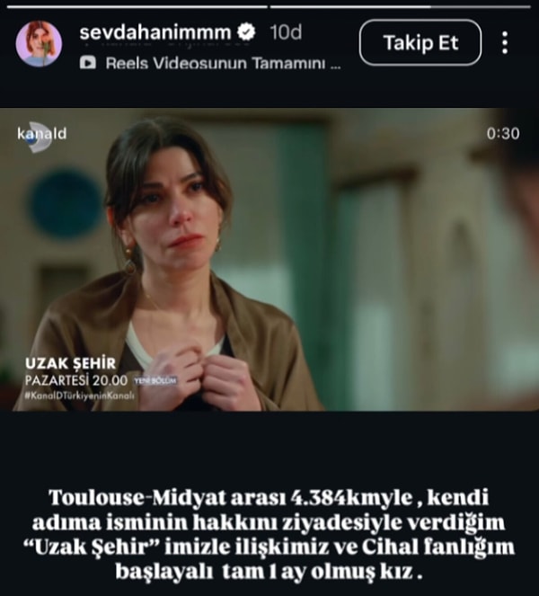 Ceren Moray, bu tepkilerin ardından Instagram hesabından bir paylaşımda bulundu.