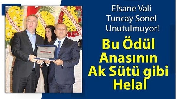 Turhan Çömez, tutuklu eski vali Tuncay Sonel'in aldığı ödülleri paylaştı.