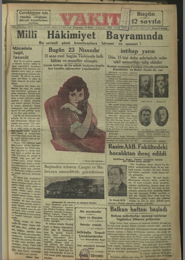3. 1931 - Vakit Gazetesi: “Bu sevimli günü hazırlayana hörmet ve minnet!”