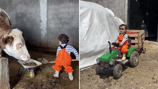 Little Farmer for a Day: Child Manages Farm with Custom Mini Equipment for April 23