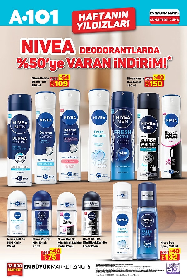 Nivea Deodorantlarda %50'ye Varan İndirim!
