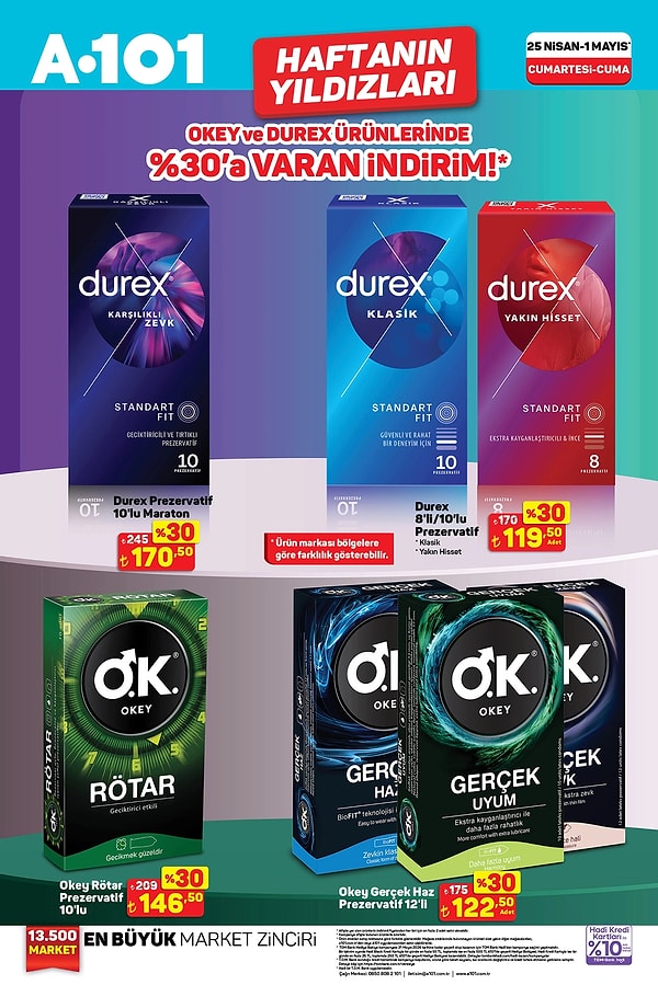 Okey ve Durex Ürünlerinde %30'a Varan İndirim