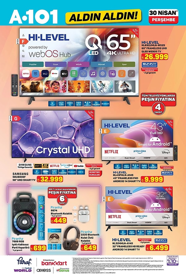 Samsung 58" UHD Smart Tv 32.999 TL