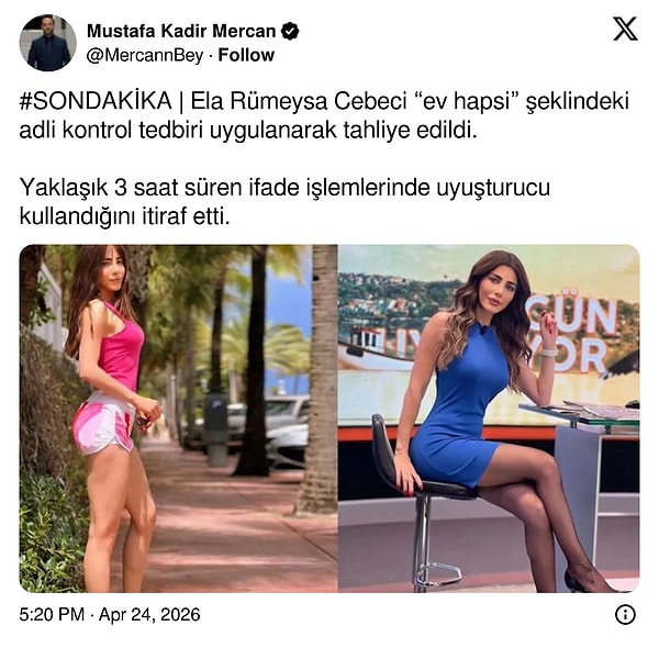 Ela Rümeysa Cebeci tahliye edildi.