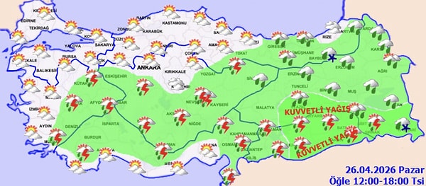 26 Nisan Pazar Hava Durumu