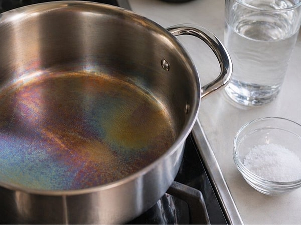 Tencere ve tavaların iç yüzeyinde zaman zaman ortaya çıkan mavi, mor ya da gökkuşağına benzer renkli lekeler, çoğu kişinin düşündüğü gibi paslanma değil.