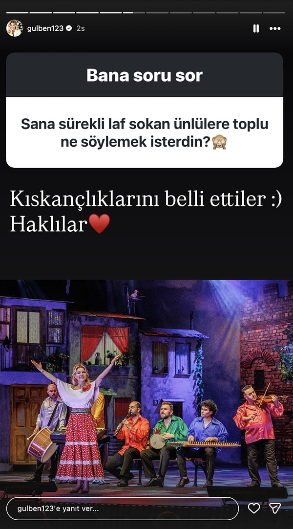 Following all these debates, Gülben Ergen engaged in a question-and-answer session with her followers just a few hours ago.