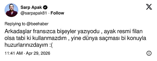 Sarp Apak yapılan yorumlara böyle yanıt verdi: