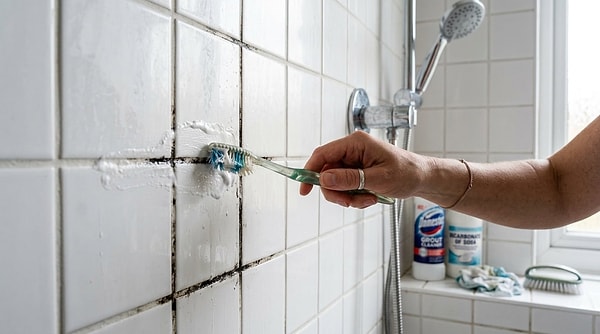 Derz aralarındaki küfü temizlemek için karbonat, hidrojen peroksit ve Kastil sabunu karışımı kullanılabilir.