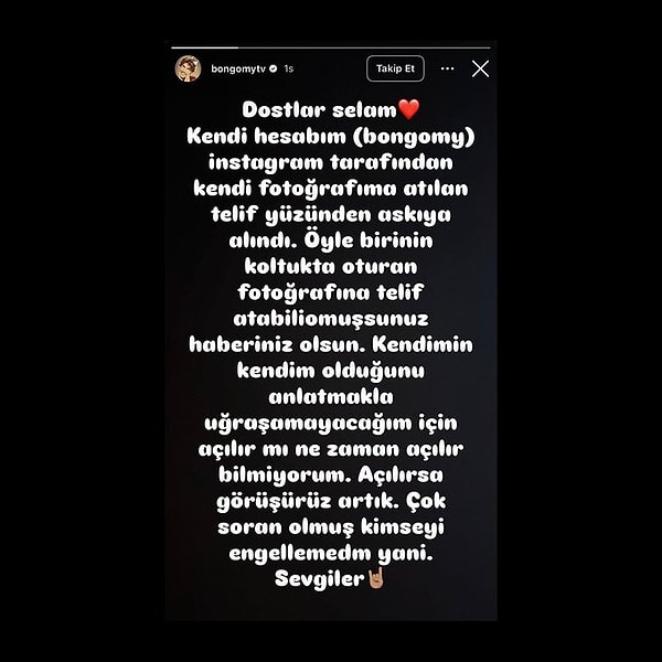 The personal Instagram account of the actor, known by the username "bongomy," was suspended by the platform as of May 1, 2026, on the grounds of a "copyright infringement complaint."