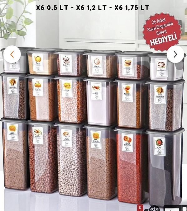 Nandy Home 18'li Saklama Kabı Seti, antrasit rengi ve kırılmaz yapısıyla mutfak düzeninde devrim yaratıyor.