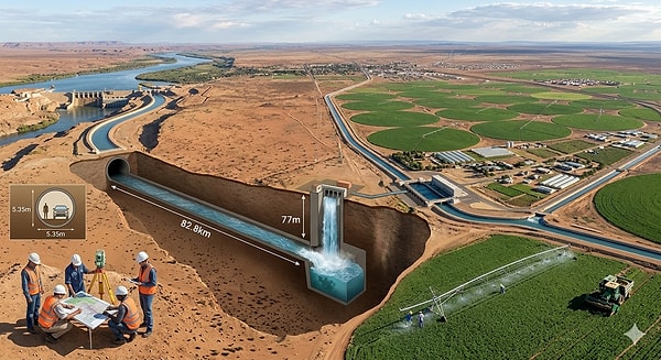 Güney Afrika’nın en uzun nehri olan Orange Nehri ile kurak Karoo bölgesini birbirine bağlayan bu tünel, sadece bir su hattı değil; aynı zamanda ekonomik bir can damarı.