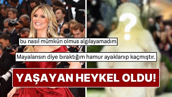 Yaşayan Heykel Görünümlü Heidi Klum'un Met Gala Kostümü Ağızları Açık Bıraktı!