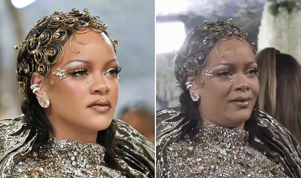 Rihanna, Glenn Martens imzalı Maison Margiela couture tasarımıyla kırmızı halıya çıktı.