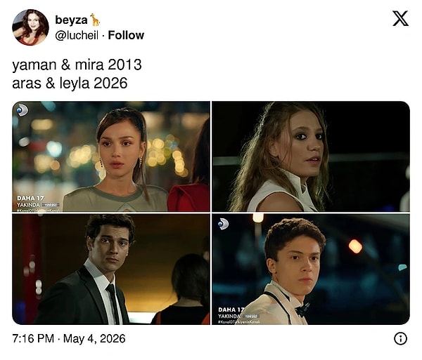Daha 17 dizisinin dün yayınlanan fragmanıyla oyuncular, bir dönemlere damga vuran Medcezir başrolleriyle benzetildi.