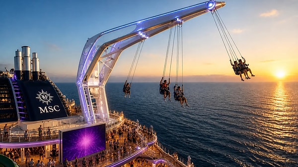 MSC World Asia’nın en çok konuşulan kısmı ise denizin üzerinde sallanan dev oyuncak oldu.