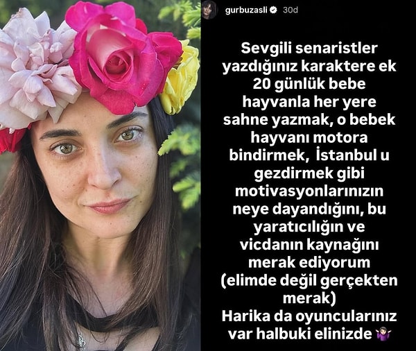 Eleştiride bulunan isimlerden biri de ünlü oyuncu Aslıhan Gürbüz oldu.