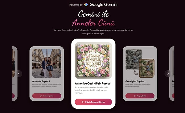 Önce Gemini tarafından Anneler Günü'ne özel hazırlanan web sitesini ziyaret edelim!